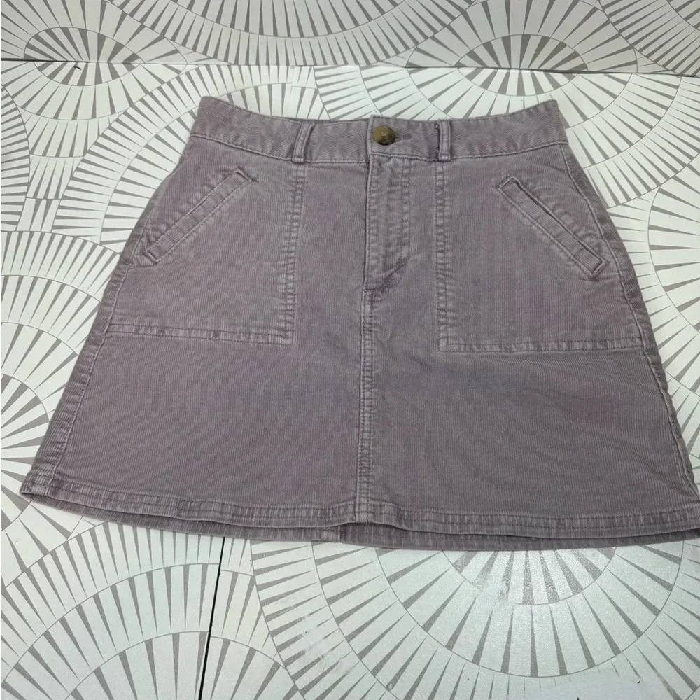 American Eagle Short Purple Corduroy Skirt Hi-Rise‎ A-Line Super Stretch Size 00